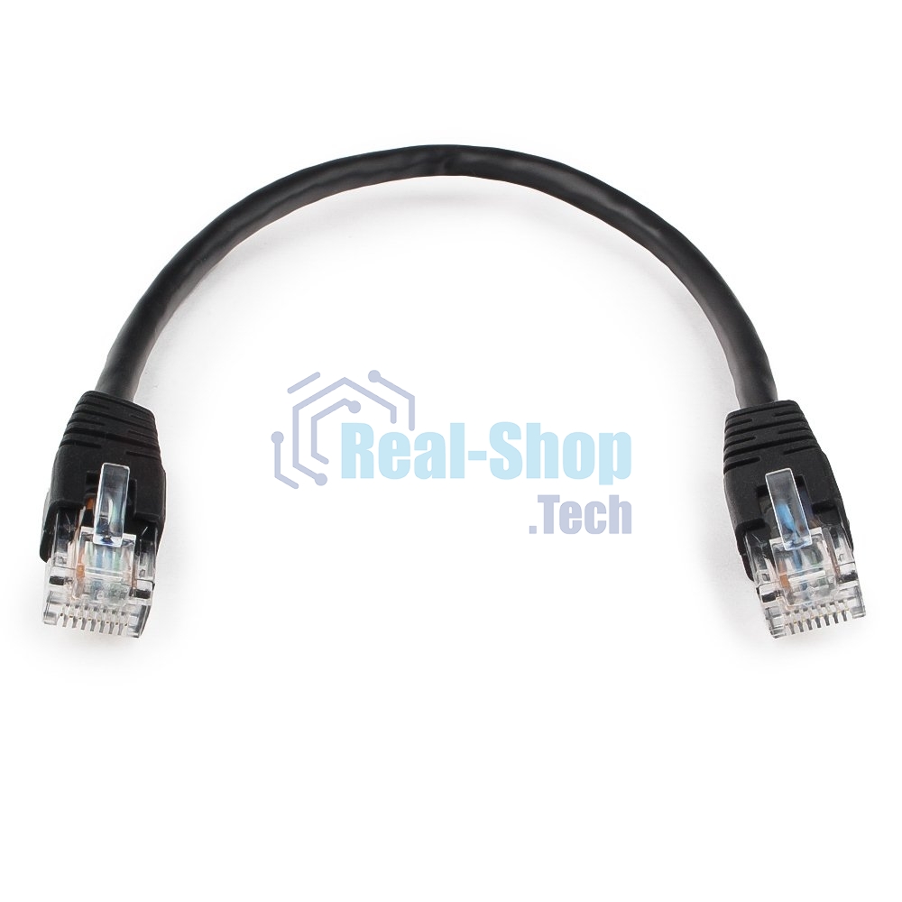 Патч-корд UTP Cablexpert PP6U-0.25M/BK cat.6, 0.25м, литой, многожильный, черный