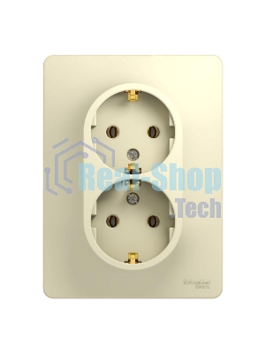 Розетка 2-м СП Glossa с заземл. в сборе беж. SchE GSL000224