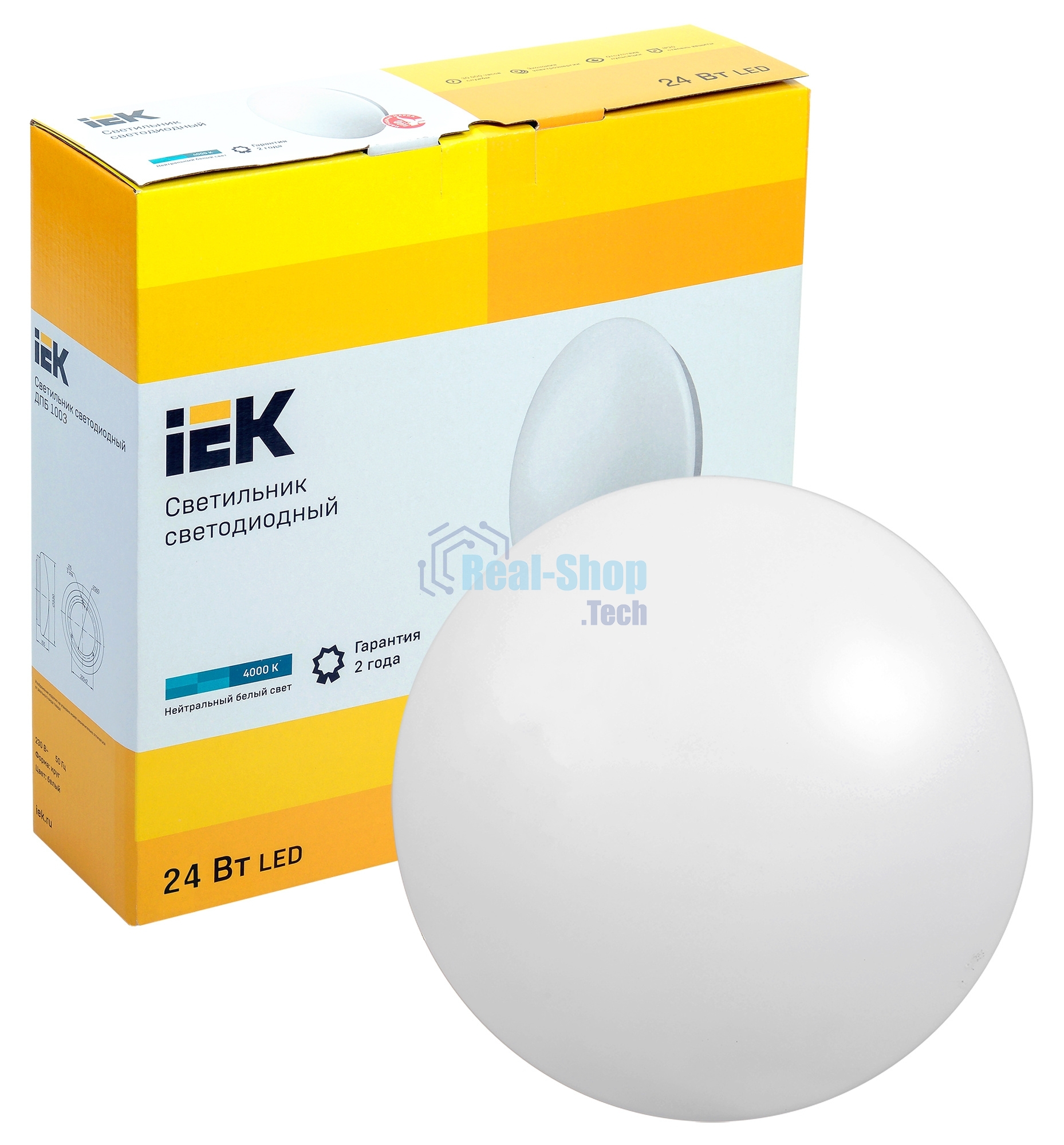 Светильник Iek LDPB0-1003-24-4000-K01 LED ДПБ 1003 24Вт IP20 4000K круг белый диаметр 380 мм, световой поток 1440 Лм