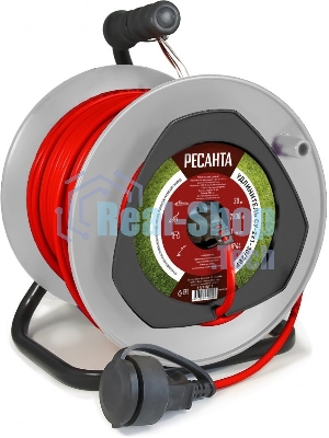 Удлинитель силовой Ресанта СУ-2х1-30/2ВР (61/118/11) 2x1.0 кв.мм 4 розет. 40 м ПВС катушка оранжевый