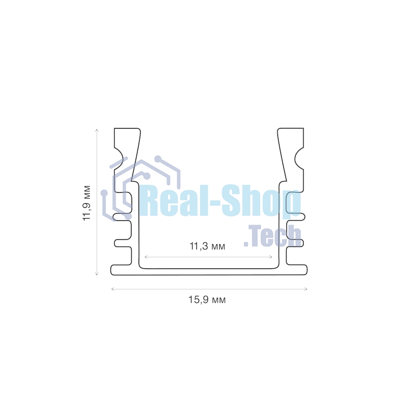 Комплект накладного алюминиевого профиля с рассеивателем Rexant 16х12 мм, 2 м