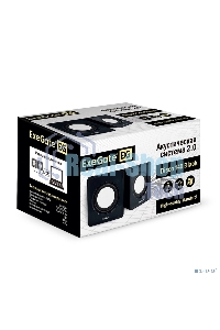 Акустическая система 2.0 ExeGate EX287057RUS Disco 140 Black (питание USB, 2х3Вт (6Вт RMS), 100-20000Гц, черный)