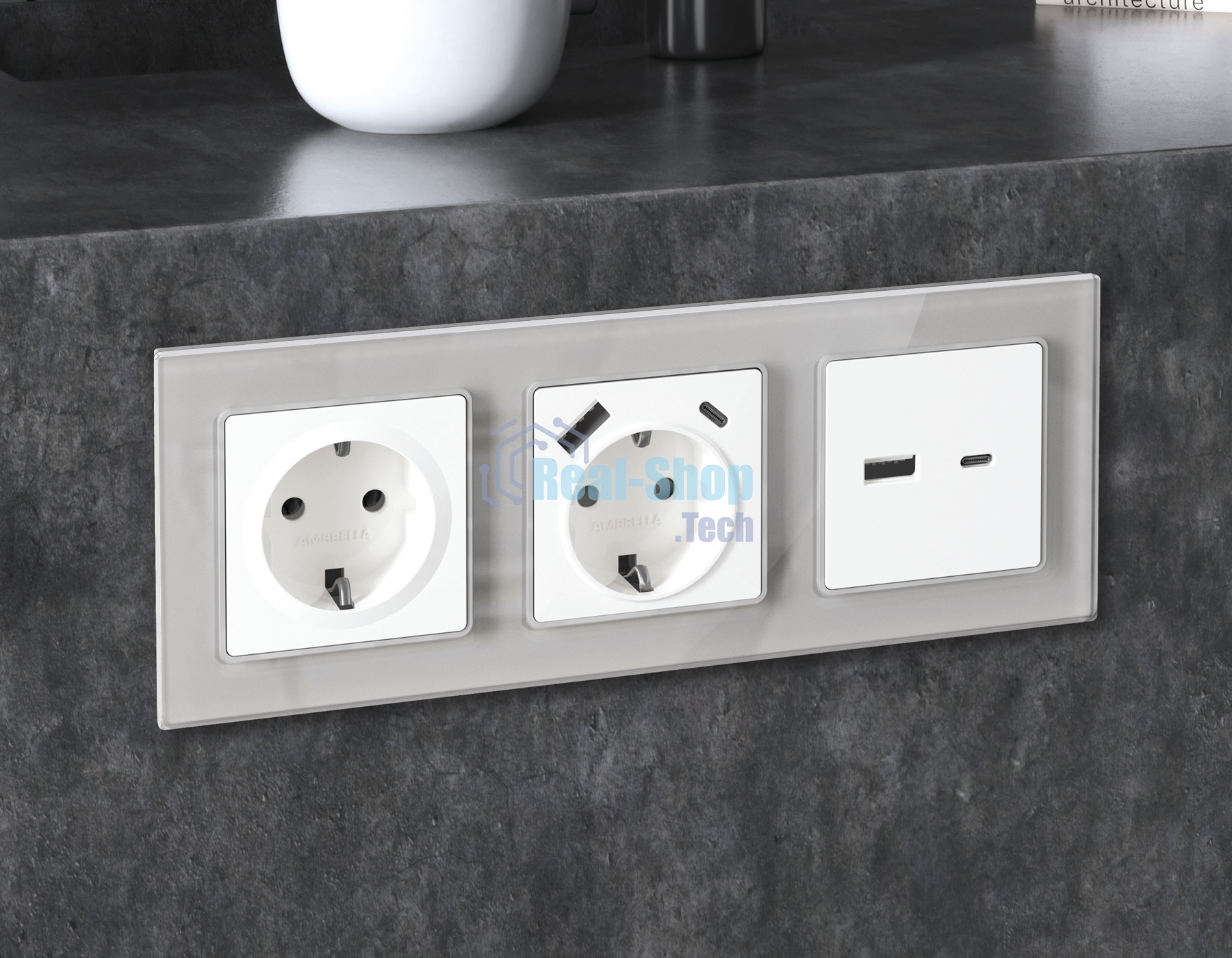 Комплект механизма электрической розетки ALFA Белый матовый 2USB A+A 18W (быстрая зарядка) с/з QUANT (AP1290, VM155) MA129010