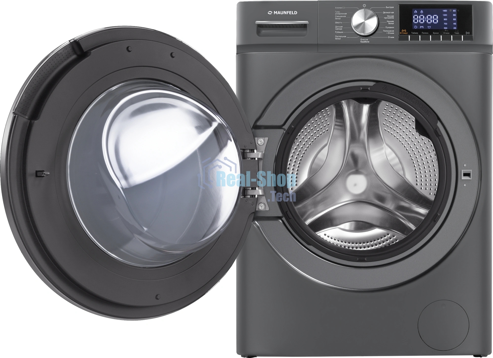 Стиральная машина Maunfeld MFWM127ISB02 графит, загрузка фронтальная 7кг, 1200 об/мин., класс: A+++