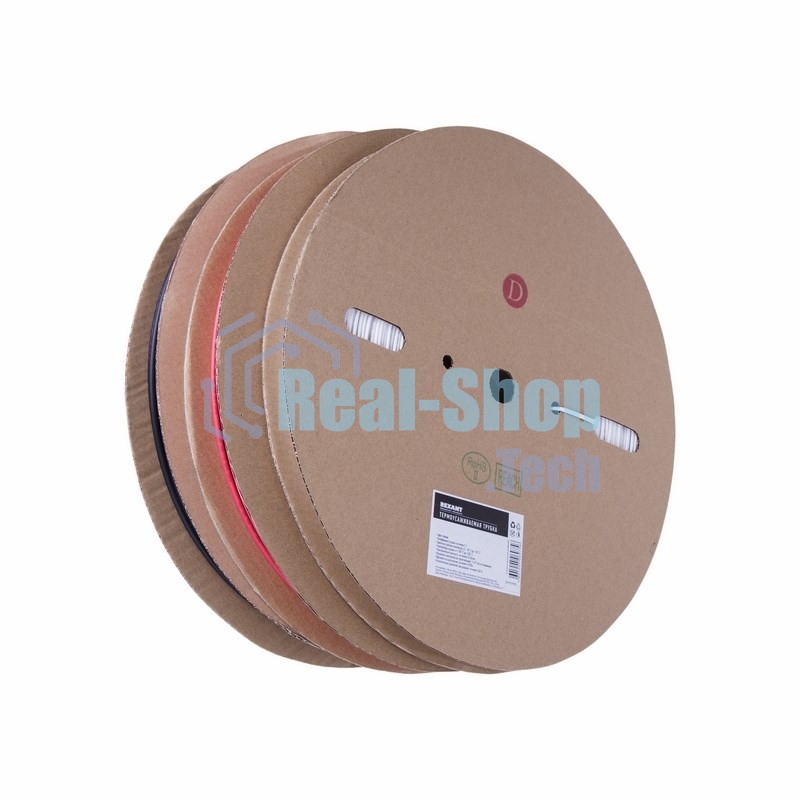 Термоусаживаемая трубка Rexant 5,0/2,5 мм, черная (бухта 100 м)