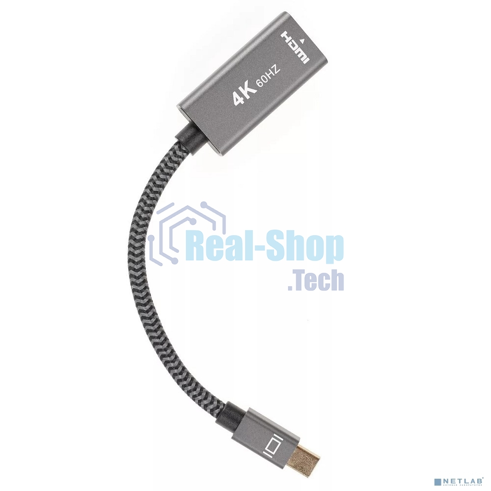 Адаптер miniDP --> HDMI-F 0.15м, оплетка, 4K@60Hz, Telecom (TA565)