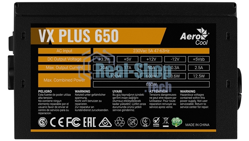 Блок питания Aerocool/Formula VX-650 PLUS, 650Вт, 120мм, черный