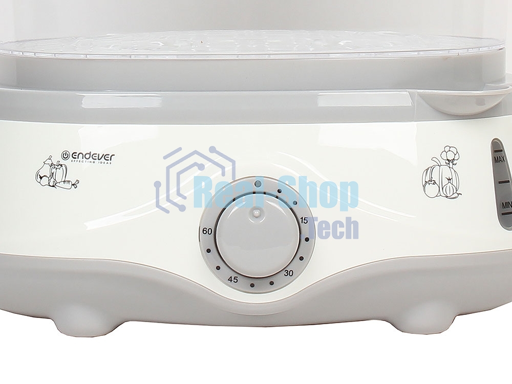 Пароварка электрическая Endever Vita-170, белый/серый, мощность 1000 Вт, объем 11 л