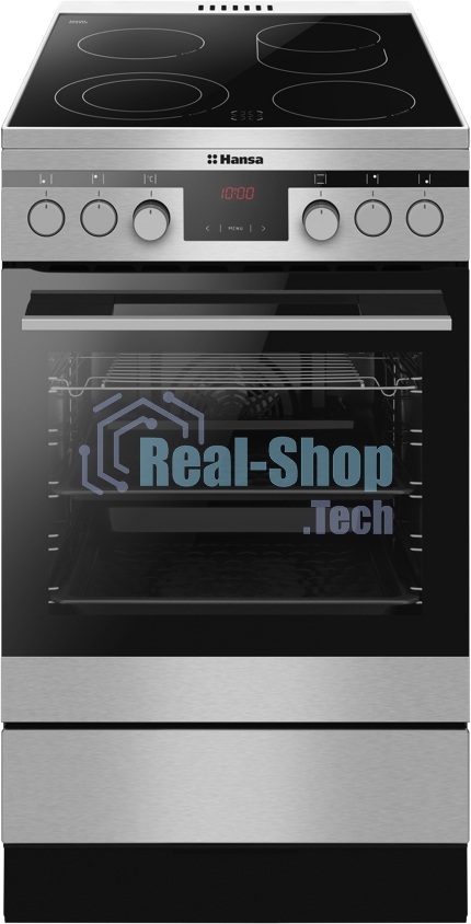Плита электрическая Hansa FCCX58225 серебристый, конфорок 4 шт, духовка 65 л, 50 см x 85 см x 60 см