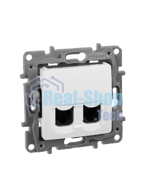 Двойная розетка RJ 45 - категория 5е - UTP - Etika - белый