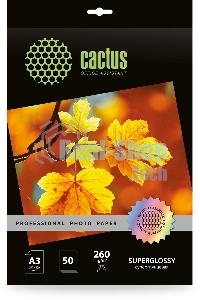 Фотобумага Cactus Prof CS-HGA326050 A3/260г/м2/50л./белый глянцевое для струйной печати