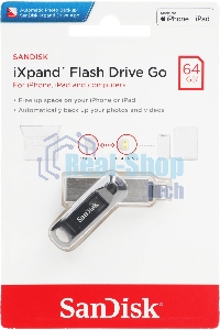 Флешка USB SanDisk IX60N iXpand Go (SDIX60N-064G-GN6NN), 64Gb, USB 3.0/Lightning, R/W 150/70, черный/серебристый