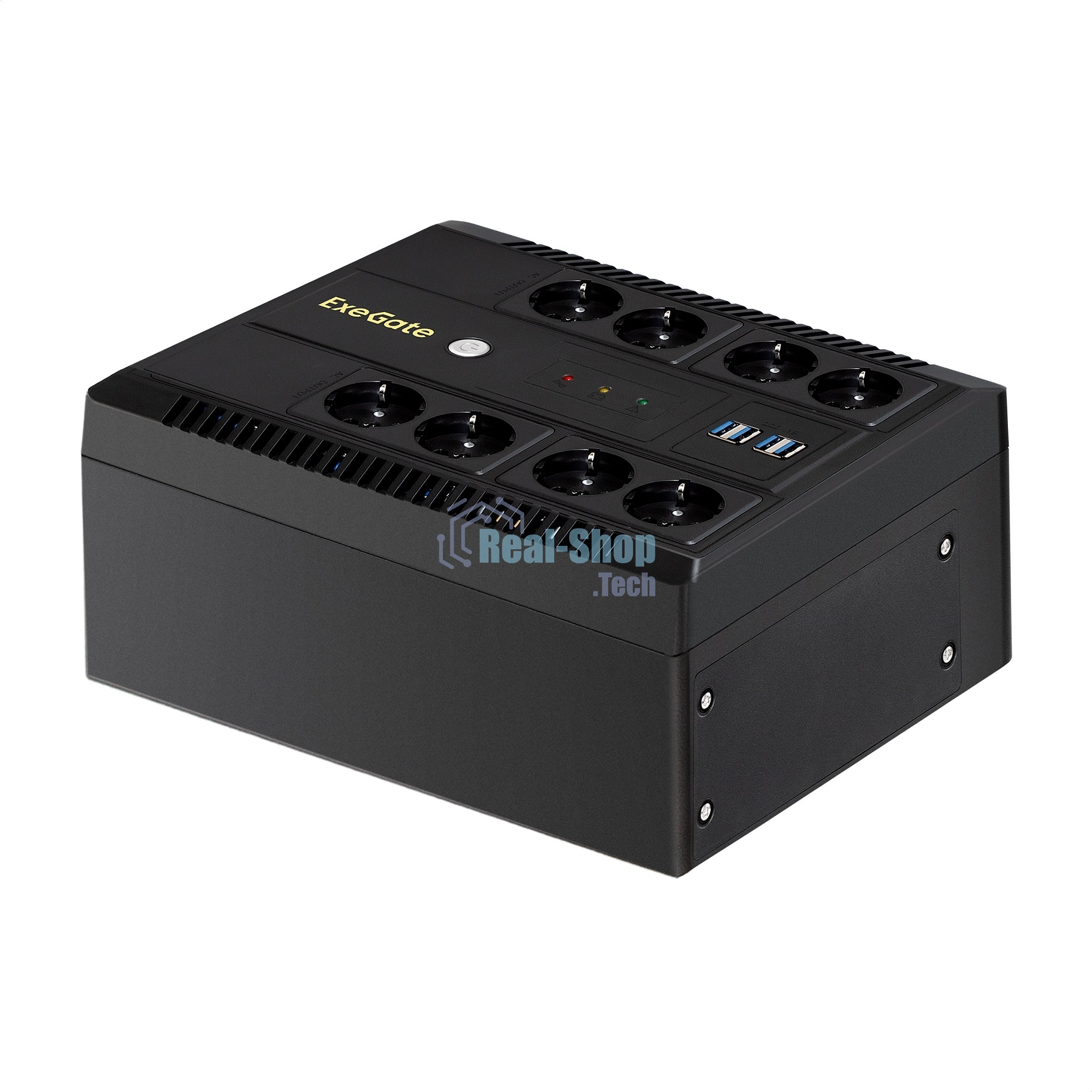 Источник бесперебойного питания ExeGate NEO Smart LHB-650.LCD.AVR.8SH.CH.RJ.USB 650VA/390W, LCD, AVR, 8*Schuko, RJ45/11, USB, 4*USB-порта для зарядки, черный