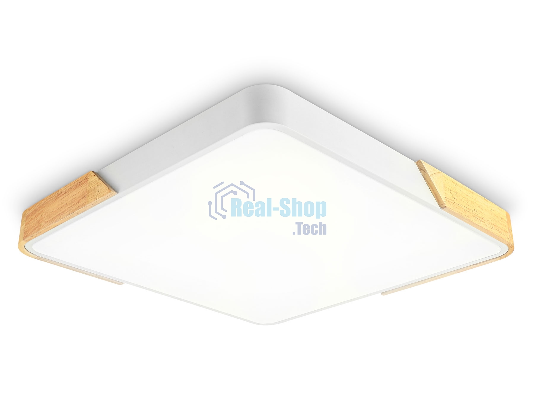 Потолочный светодиодный светильник Ambrella light FZ1313 WH/LW белый/светлое дерево 45W 5000K 500*500*50 (без ПДУ)