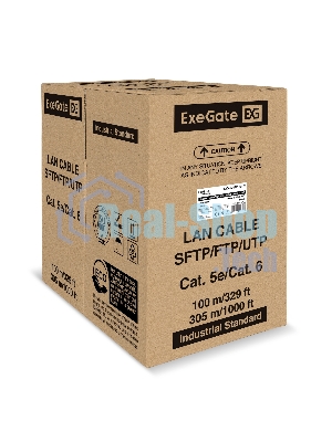 Кабель ExeGate Special UTP4-C5e-CU-S24-IN-PVC-GY-305-FLUKE UTP 4 пары кат.5e медь, 0.48мм (24AWG), FLUKE® test pass, 305м, серый, PVC