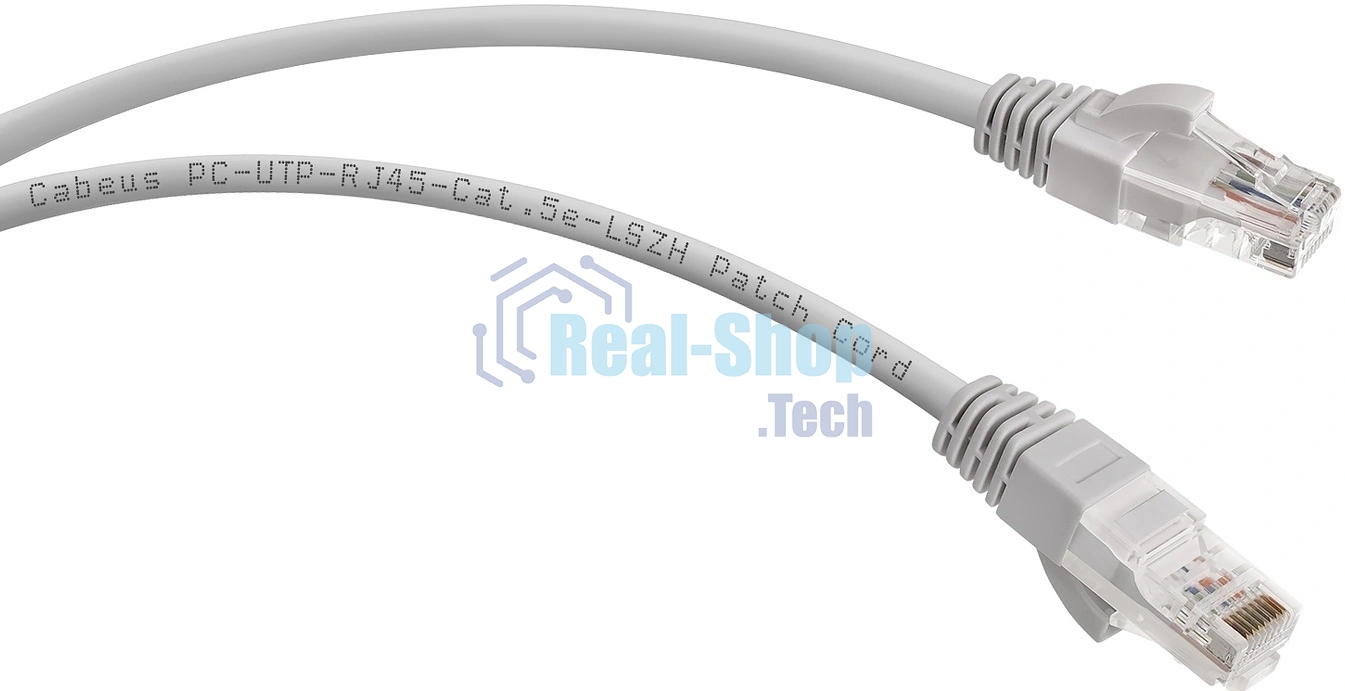 Патч-корд Cabeus PC-UTP-RJ45-Cat.5e-20m-LSZH кат. 5е, неэкр., U/UTP, RJ45/RJ45, LSZH, AWG24 20м, серый