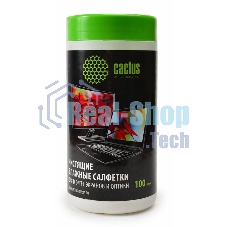 Салфетки Cactus CS-T1001 Туба с чистящими салфетками для экранов и оптики, 100 шт