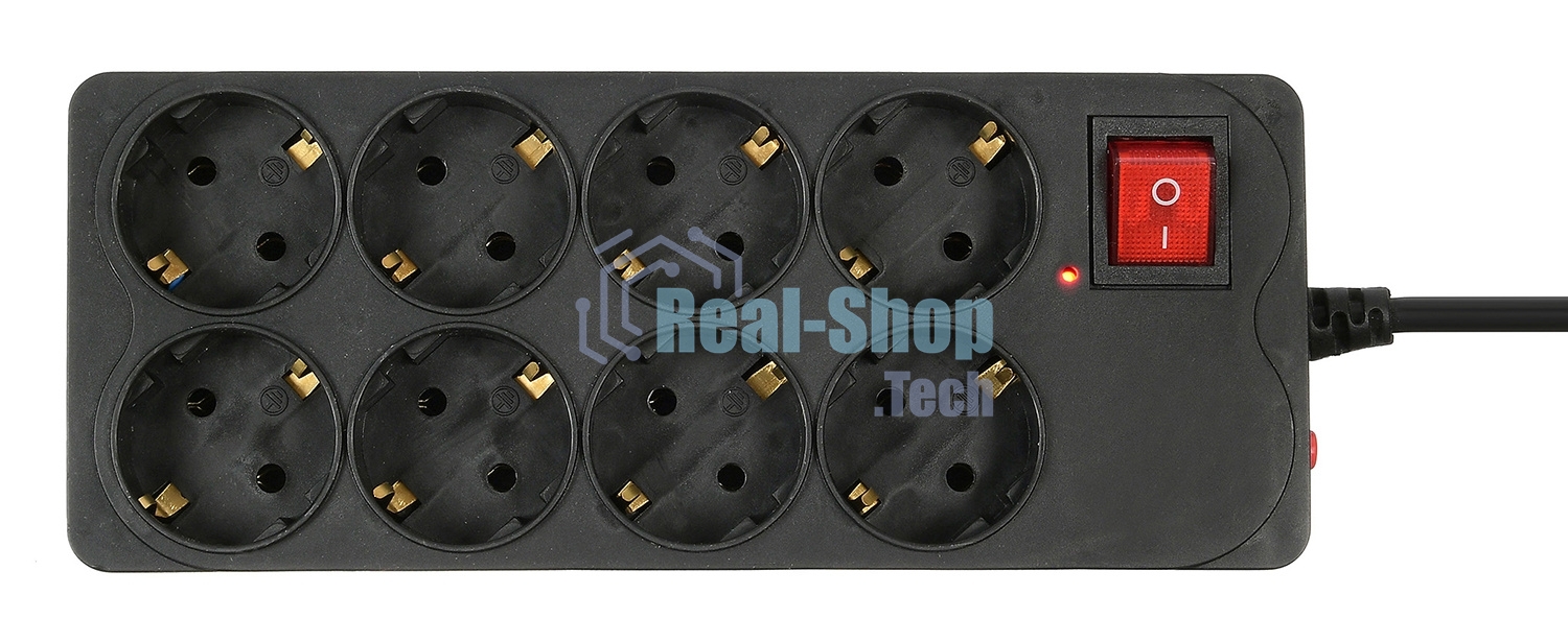 Сетевой фильтр Buro 800SH-5-B 5 м (8 розеток) черный (коробка)