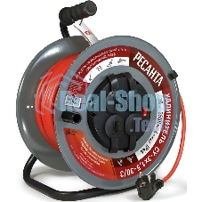 Удлинитель силовой Ресанта СУ-3х1,5-30/3 (61/118/7) 2x1.0 кв.мм 4 розет. 40 м ПВС катушка серый