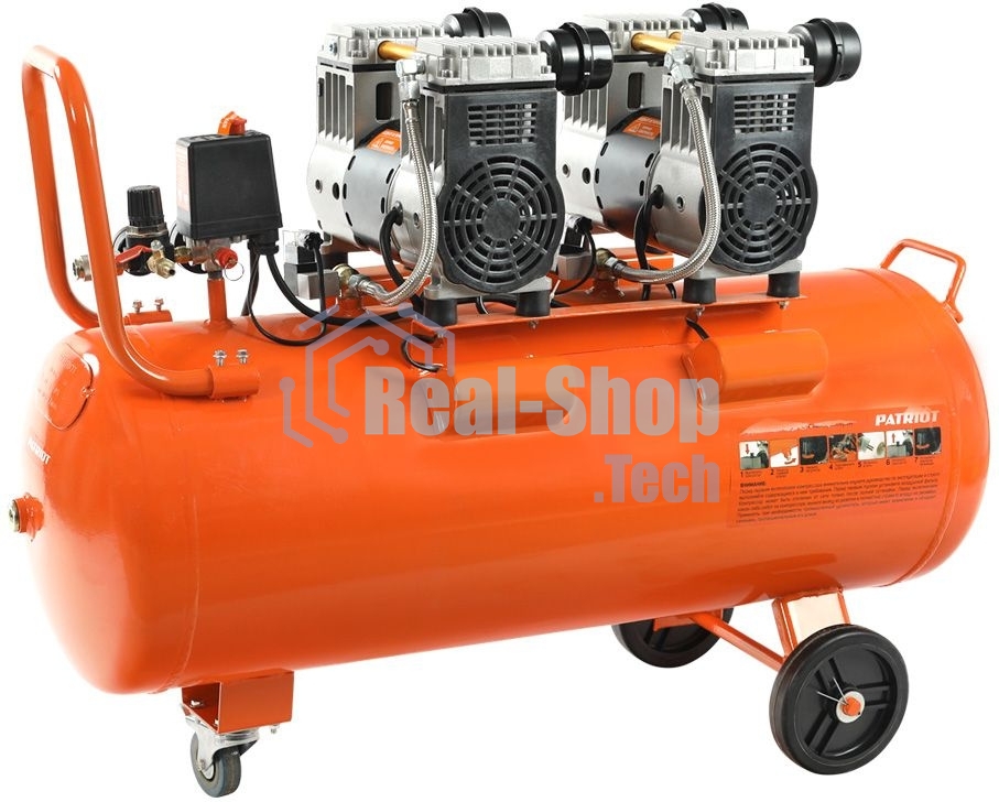 Компрессор Patriot поршневой безмасляный WO 80-360, 360 л/мин, 8 бар, 2200 Вт, 80 л, быстросъем и 