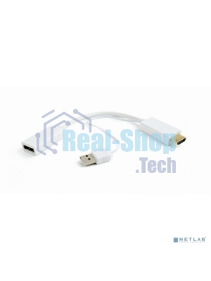 Конвертер HDMI->DisplayPort, Cablexpert DSC-HDMI-DP-W, HD19M+USBxHD20F, белый