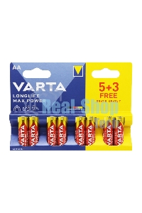 Батарея Varta LongLife Max Power Alkaline LR6 BL5+3 AA (8шт) блистер
