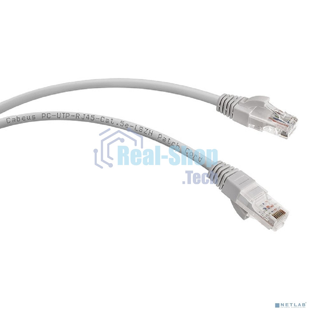 Шнур коммутационный Cabeus, кат. 5е, неэкр., U/UTP, RJ45/RJ45, LSZH, AWG24, 2м, серый