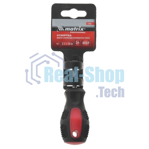 Отвертка Matrix Anti-Slip, SL5,0 х 38 мм, CrV, двухкомп. рукоятка