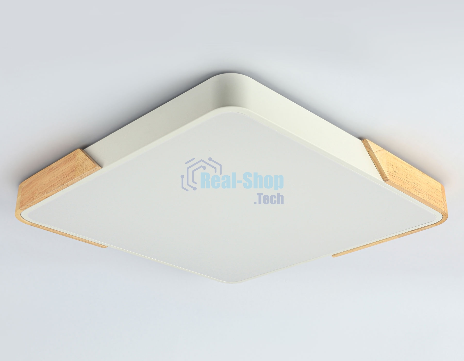 Потолочный светодиодный светильник Ambrella light FZ1313 WH/LW белый/светлое дерево 45W 5000K 500*500*50 (без ПДУ)