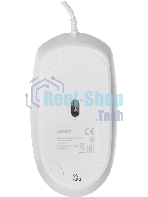 Мышь проводная Acer OMW401 белый, 2000 dpi, USB, кнопки - 4
