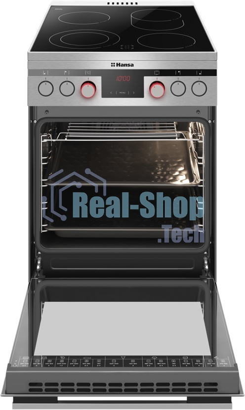 Плита электрическая Hansa FCCX58225 серебристый, конфорок 4 шт, духовка 65 л, 50 см x 85 см x 60 см