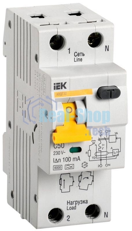 Выключатель автоматический дифференциального тока Iek MAD22-5-050-C-100 АВДТ 32 C50 100мА