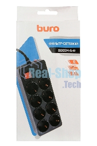 Сетевой фильтр Buro 800SH-5-B 5 м (8 розеток) черный (коробка)