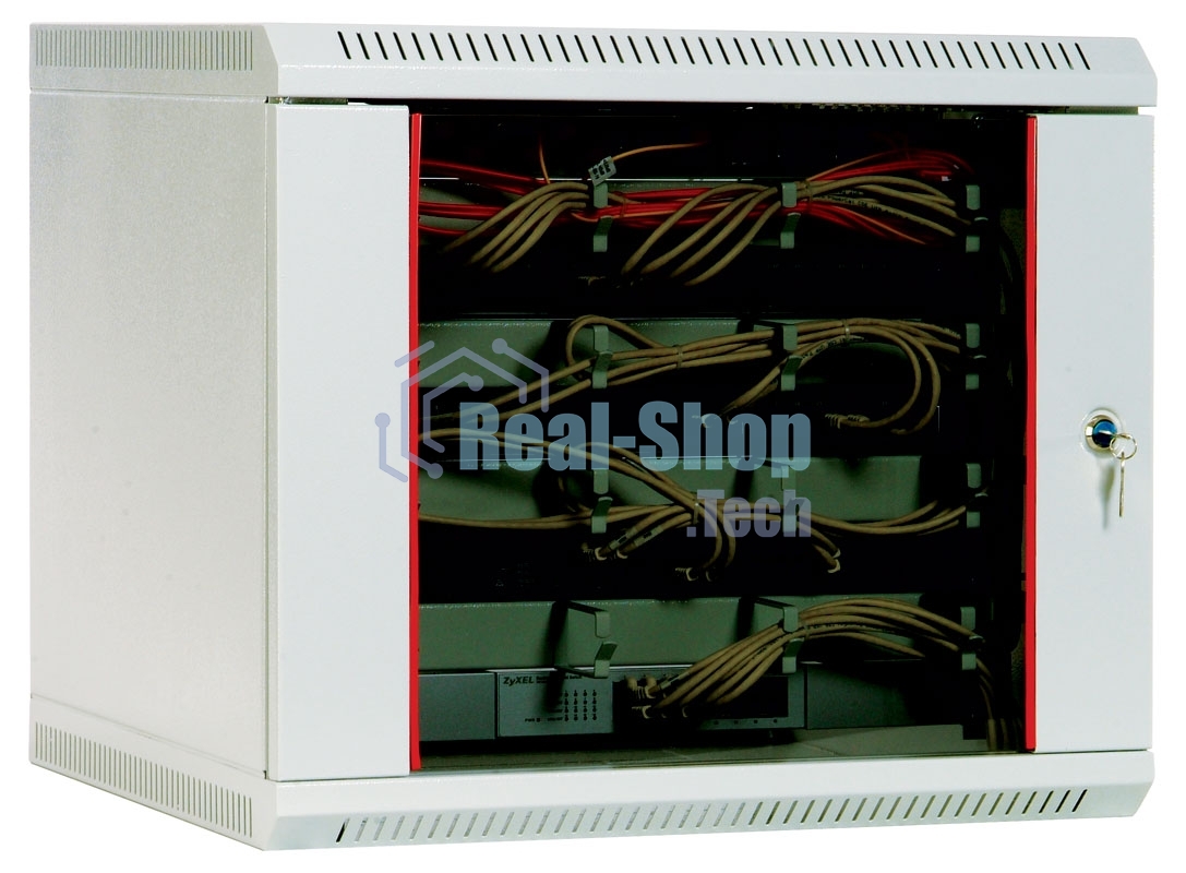 Шкаф настенный ЦМО ШРН-15.650 15U 600x650мм пер.дв.стекл несъемные бок.пан. 50кг серый