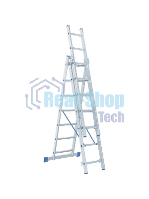 Лестница Сибртех, 3 х 7 ступеней, алюминиевая, трехсекционная