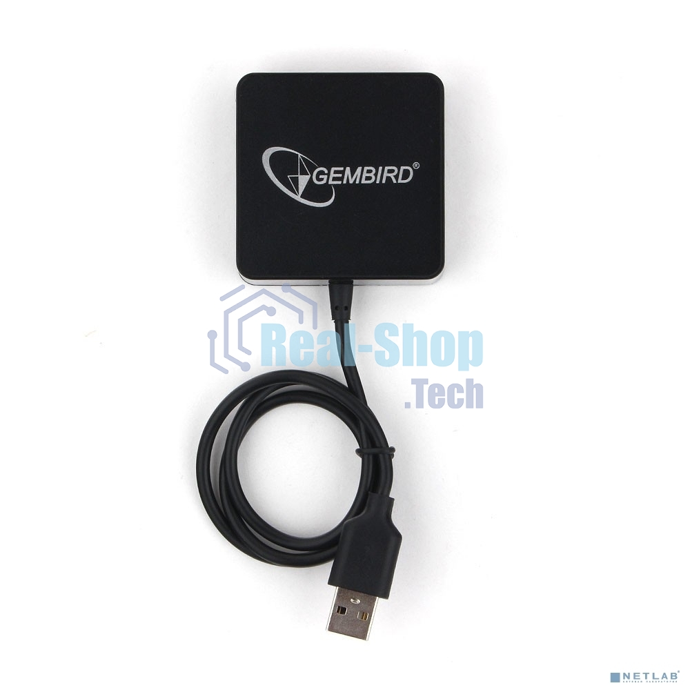 USB-концентратор USB 2.0 Gembird UHB-242, 4 порта, блистер, черный