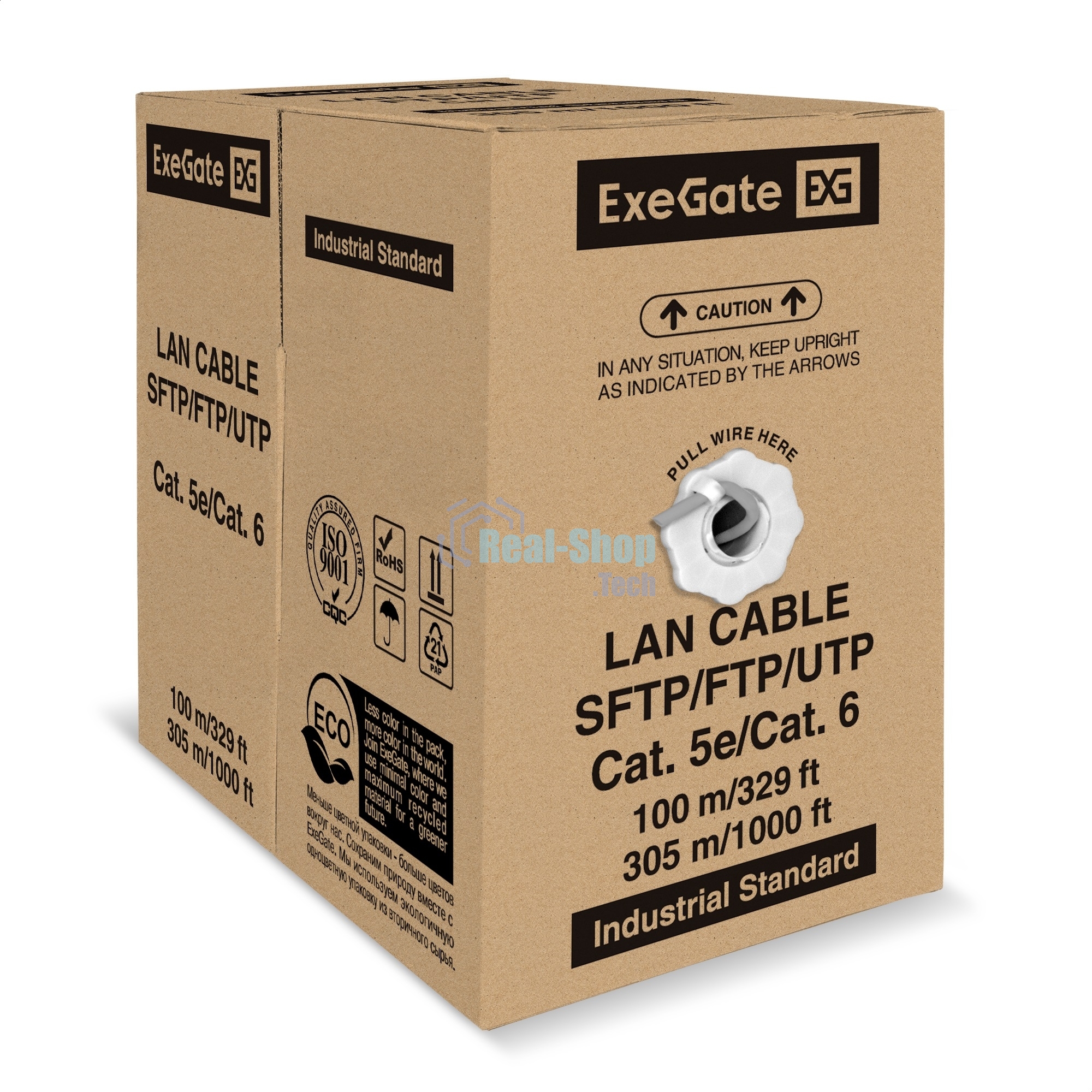 Кабель ExeGate Special UTP4-C5e-CU-S25-IN-PVC-GY-305 UTP 4 пары кат.5e медь, 0.43мм (25AWG), 305м, серый, PVC