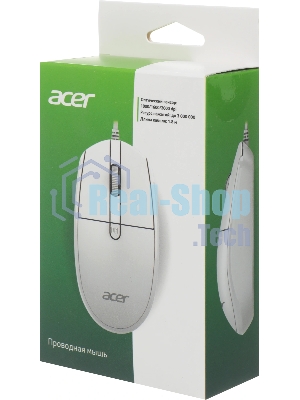 Мышь проводная Acer OMW401 белый, 2000 dpi, USB, кнопки - 4