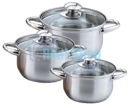 Набор посуды Kelli KL-4201 6 пред.(6 пред.: Кастрюля с жаропрочной стеклянной крышкой 2 л. Кастрюля с жаропрочной стеклянной крышкой 2.6 л. Кастрюля с жаропрочной стеклянной крышкой 3.6 л. Высококачественная нержавеющая сталь 18/10. 5-ти слойное капсульно