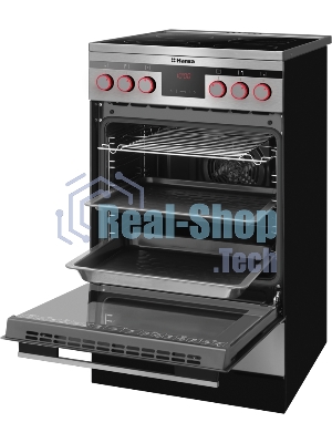 Плита электрическая Hansa FCCX58225 серебристый, конфорок 4 шт, духовка 65 л, 50 см x 85 см x 60 см