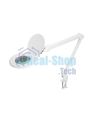 Лупа на струбцине Rexant, круглая, 5D, с подсветкой 72 SMD, сенсорный регулятор яркости, белая