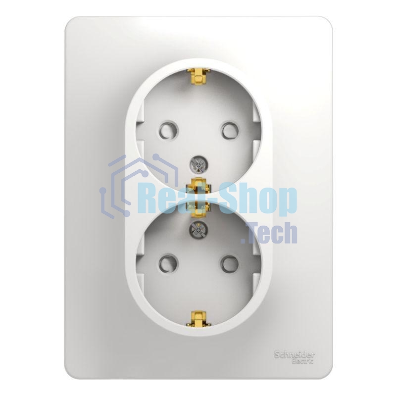 Розетка 2-м СП Glossa защ. шторки с заземл. в сборе бел. SchE GSL000126