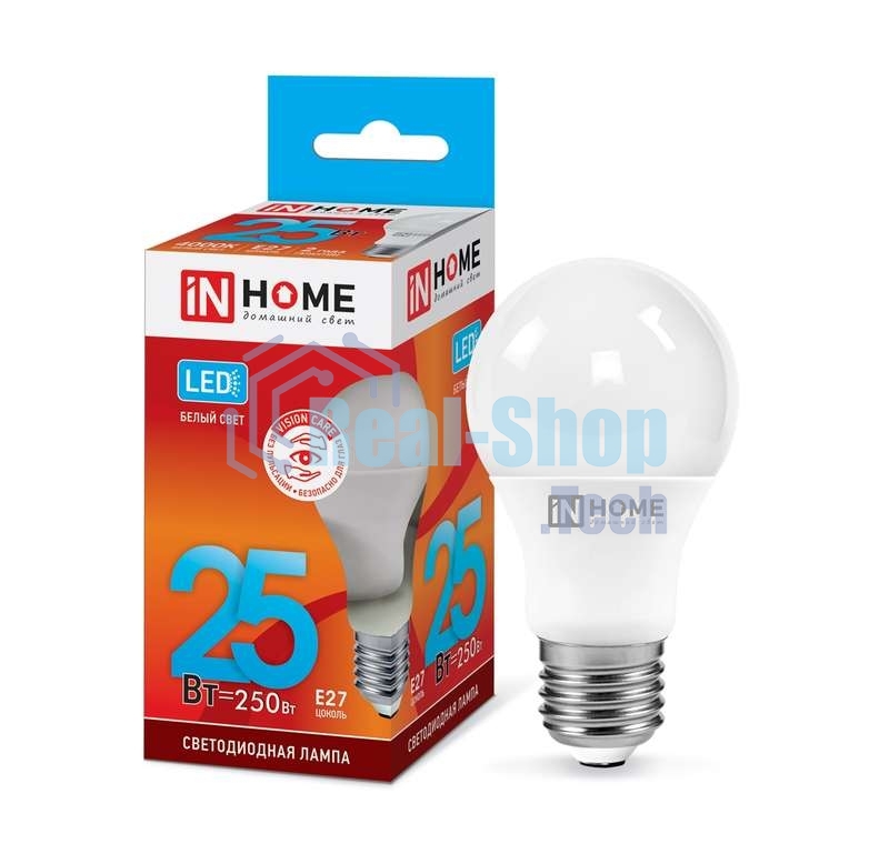 Лампа светодиодная IN HOME LED-A65-VC 25Вт 230В E27 4000К 2250лм 4690612024080
