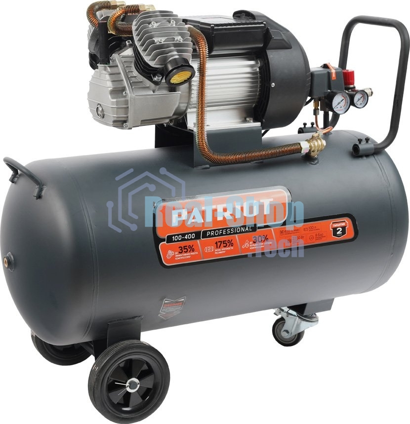 Компрессор поршневой безмасляный Patriot Professional 100-400, 400 л/мин, 8 бар, 2200 Вт, 100 л, быстросъемный 1/4