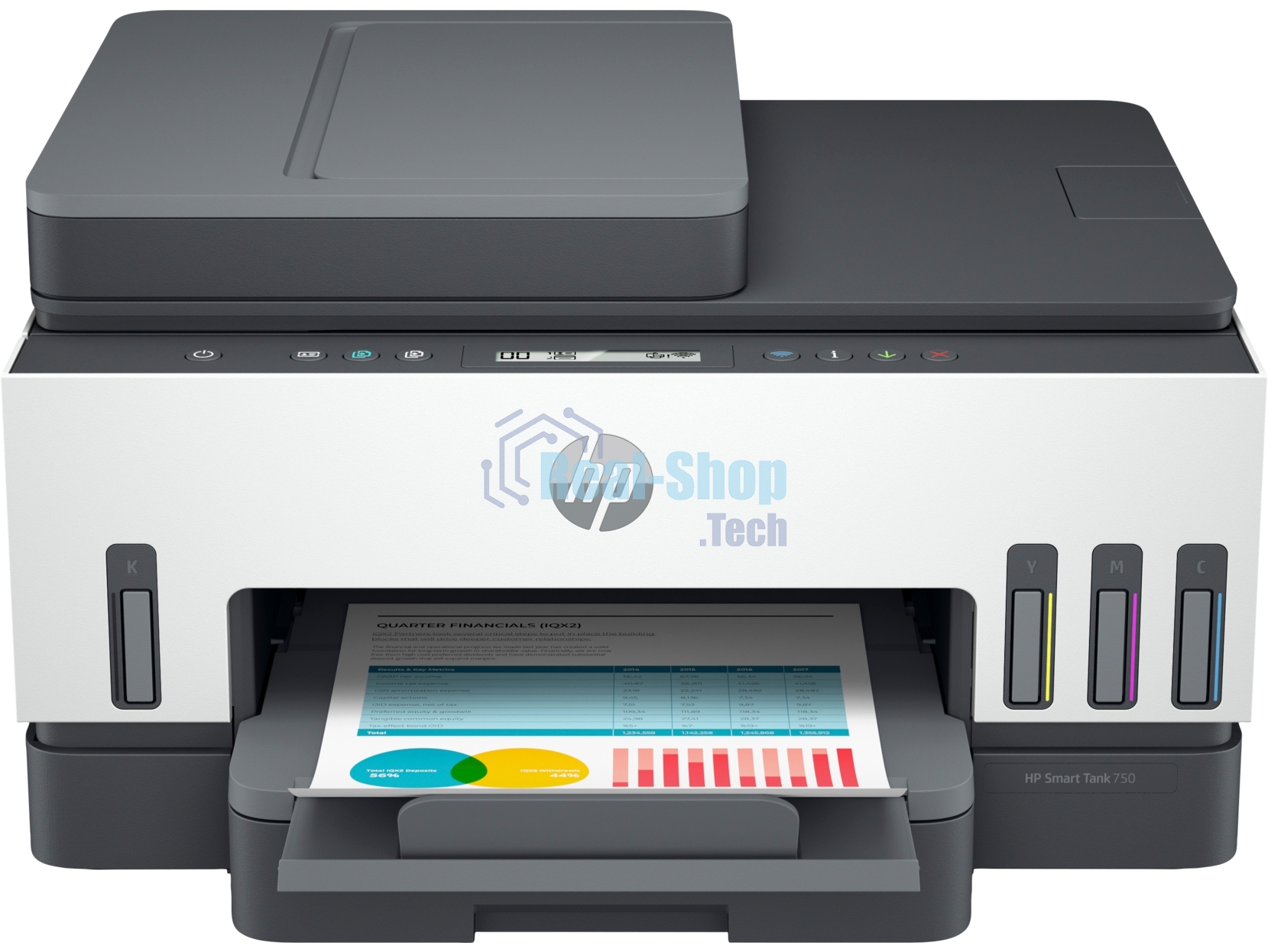 МФУ струйное HP Smart Tank 750 AiO, А4, цветной, печ. до 15/9 стр/мин., скан. до 8 стр/мин., 4800x1200 dpi (печ.), 1200x1200 dpi (скан.), Bluetooth, USB, Wi-Fi