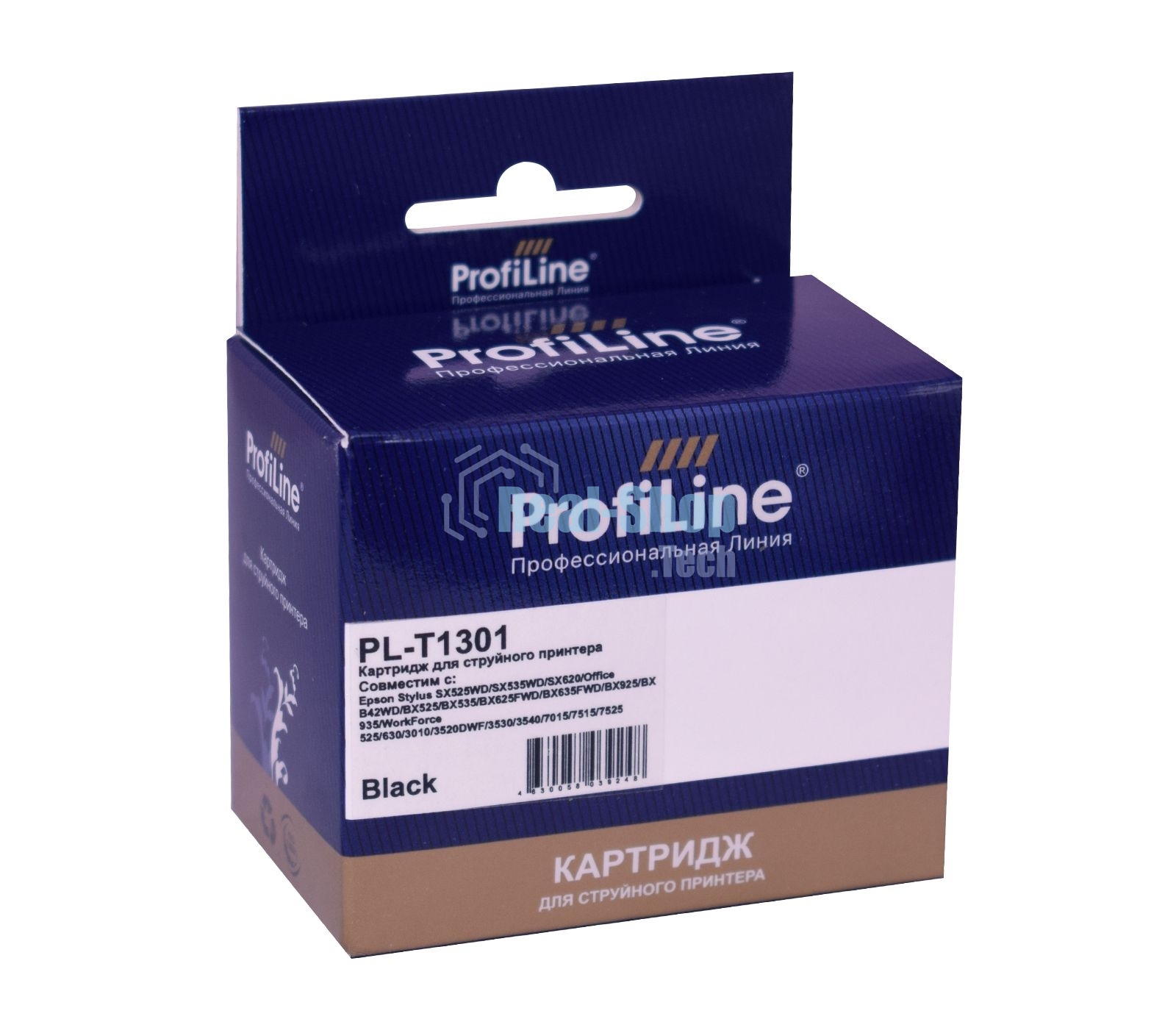 Картридж струйный ProfiLine PL-T1301 для принтеров Epson Stylus SX525WD/SX535WD/SX620/Office B42WD/BX525/BX535/BX625FWD/BX635FWD/BX925/BX935/WorkForce 525/630/3010/3520DWF/3530/3540/7015/7515/7525 с чернилами Black 25,4 мл
