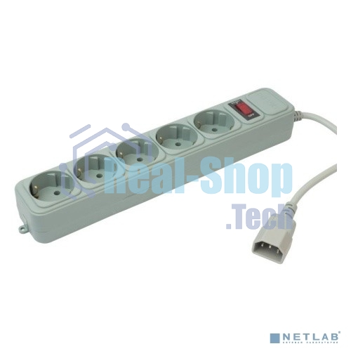 Сетевой фильтр PC Pet AP01006-E-GR 1.8м, 5 розеток, серый