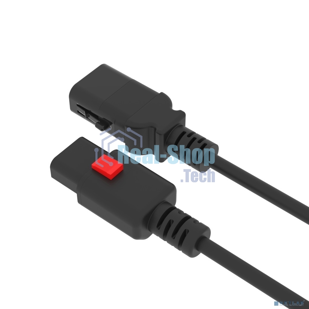 Кабель питания Filum FL-PC-CEE7/7-C13F-C1-0.5-BK с фиксацией, 3х1,0мм, 220В, 10А, черный, 0,5м