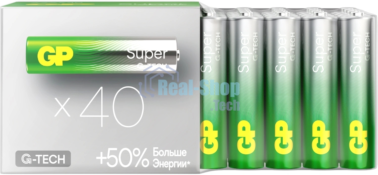 Алкалиновые батарейки GP Super Alkaline G-Tech 24А ААA - 40 шт. в пленке