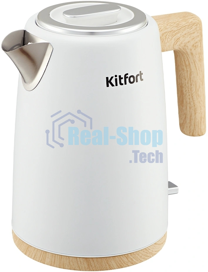 Чайник электрический Kitfort КТ-6794 1.7л. 2200Вт белый/дерево корпус: нерж.сталь/пластик